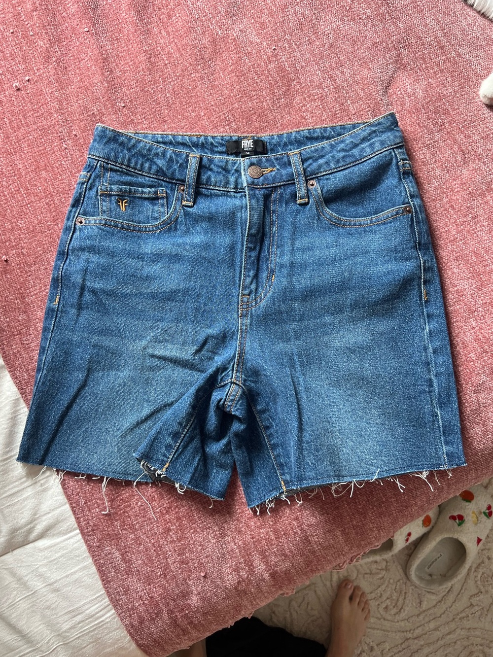 Frye High-Rise Raw Hem Denim Shorts